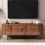 55" Modern TV Stand with Storage Compartment and Sliding Door, Gaming Entertainment Center with Cabinet, 55" L x 16" W x 21.5" H, Walnut