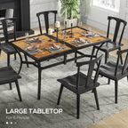 Rectangular Patio Table with Umbrella Hole, Faux Wood Rectangle Outdoor Dining Table for 6 People for Garden, Brown
