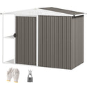 8 x 4ft Outdoor Garden Shed, Metal Shed with Air Vents and Lock for Backyard, Garden, Patio, Warm Gray