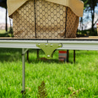 Folding Camping Table, Adjustable Height Aluminum Table, Portable Camping Table for Picnic, Beach, BBQ