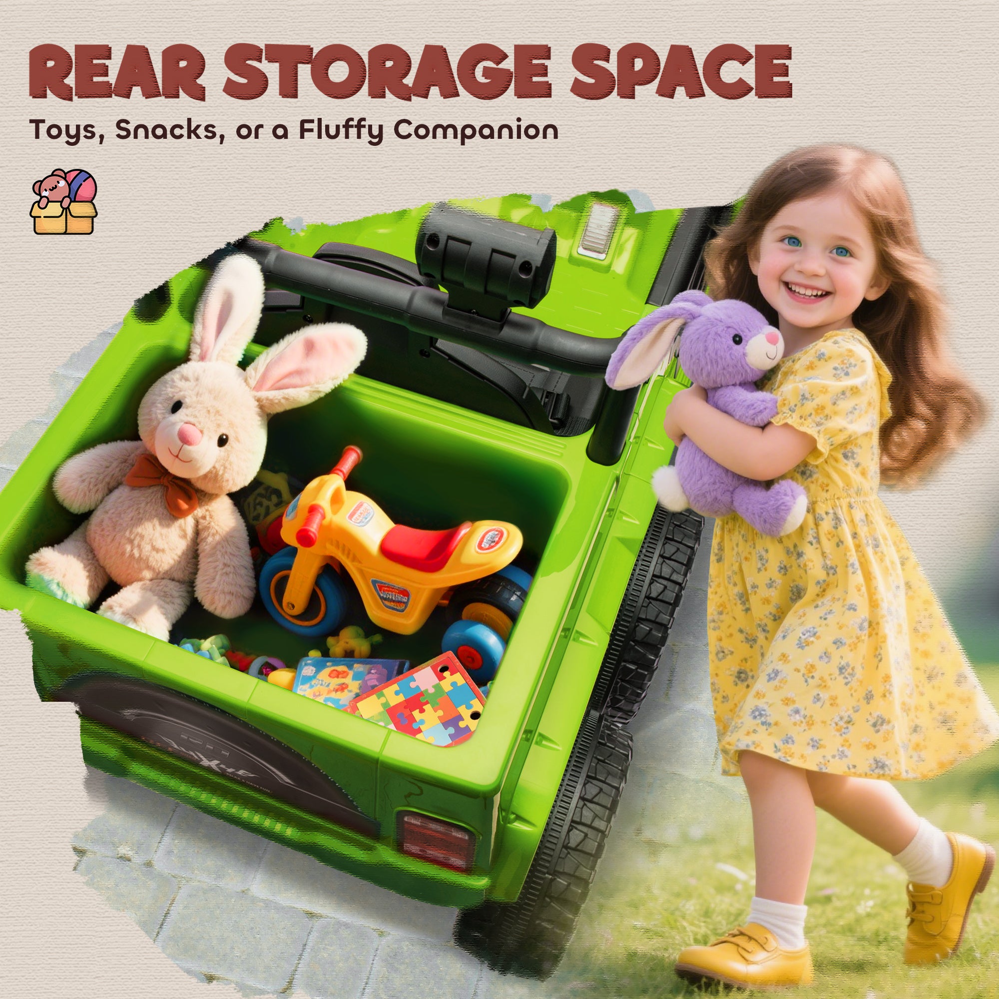 12V 4x4 Kids Electric Car w/ 2WD/4WD Switchable, Remote Control, Spring Suspension System, Back Trailer, Camouflage