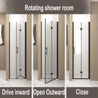 28" Bi-Fold Shower Door with Safety Film and Tempered Glass, Bathroom Door with Stainless Steel Handle, 28" L x 0.5" W x 72" H, Matte Black