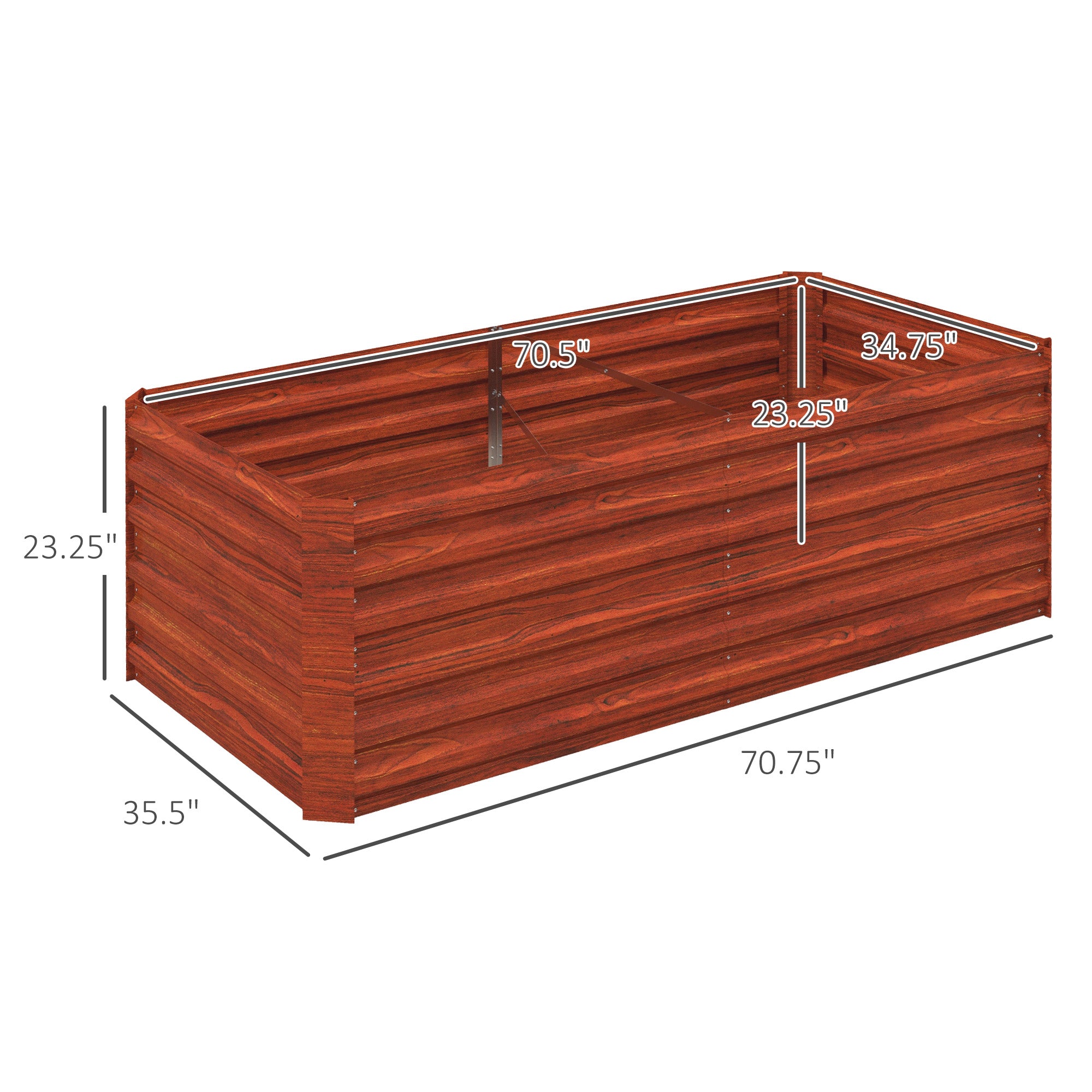Galvanized Raised Garden Bed, Steel Outdoor Planters with Reinforced Rods, 71" x 36" x 23", Dark Brown