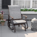 Outdoor Glider Chair, Gliders for Outside Patio with Steel Frame and Mesh Fabric for Backyard, Garden, and Porch, Gray