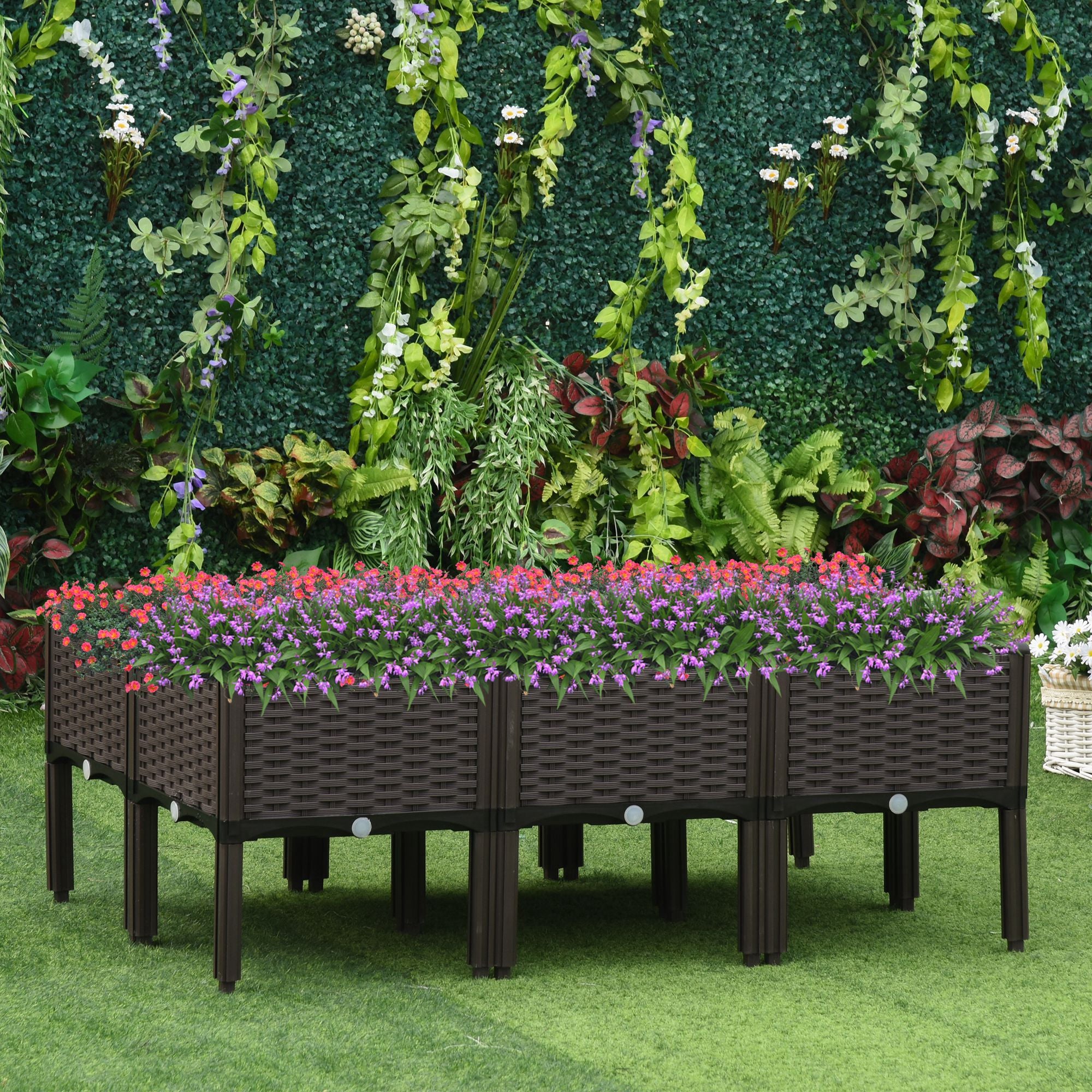 6 Piece Raised Garden Bed with Legs, Planter Box Raised Bed to Grow Flowers, Herbs & Vegetables, Brown