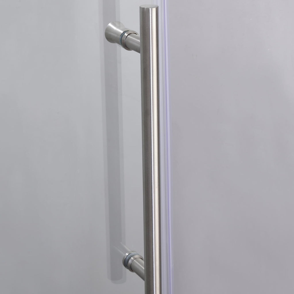 Frameless Shower Door with Stainless Steel Hardware, Support Bar, Bathroom Door with Waterproof Seals, 60" L x 0.5" W x 76" H, Brushed Nickel