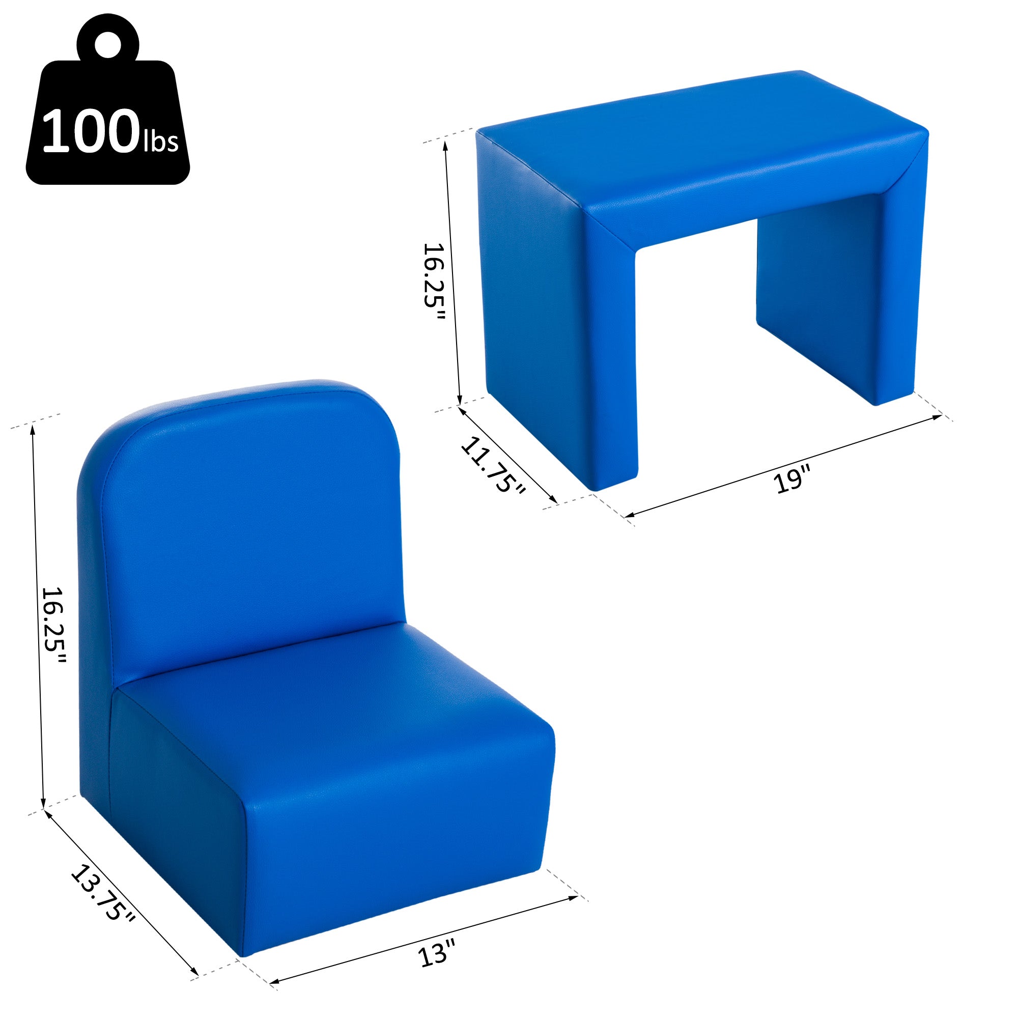 2-in-1 Convertible Table and Chair Set for Boys Girls for Boys Girls, Blue