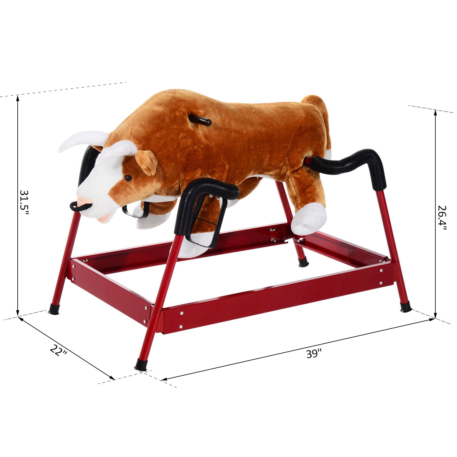 Kids Spring Rocking Horse Rodeo Bull Style with Realistic Sounds for Children over 3 Years Old