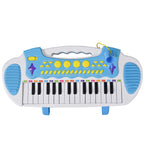 31-Key Kids Toy Keyboard Piano, Electronic Musical Instrument with Multiple Sounds, Stool, Microphone and Bright Flashing Lights, Blue