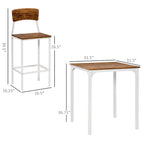 3 Piece Industrial Counter Height Dining Table Set, Bar Table & Chairs with Steel Legs & Footrests, White
