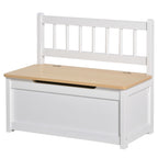2-in-1 Kids Wooden Toy Organizer Chest Storage Box with Seat Bench Cabinet Chunk Cube with Safety Pneumatic Rod White