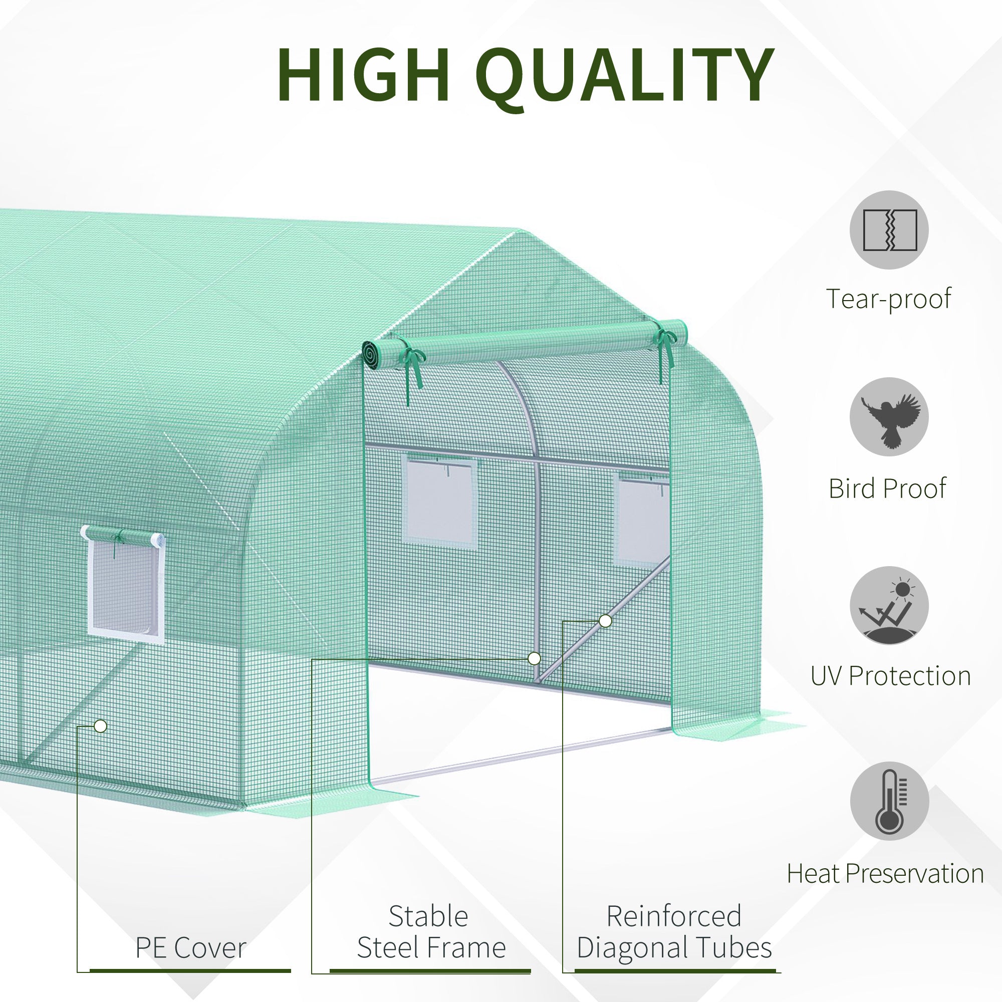 Walk In Tunnel Greenhouse, Portable Outdoor Plant House with Roll Up Doors