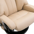 10-Point Massage Recliner Chair, Vibration Massage Sofa with Ottoman Footrest, Faux Leather and Swivel Wood Base for Living Room & Bedroom, Beige