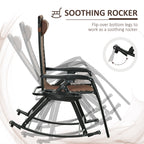 2 Outdoor Rocking Chairs Foldable Reclining Zero Gravity Lounge Rockers w/ Pillow Cup & Phone Holder, Brown