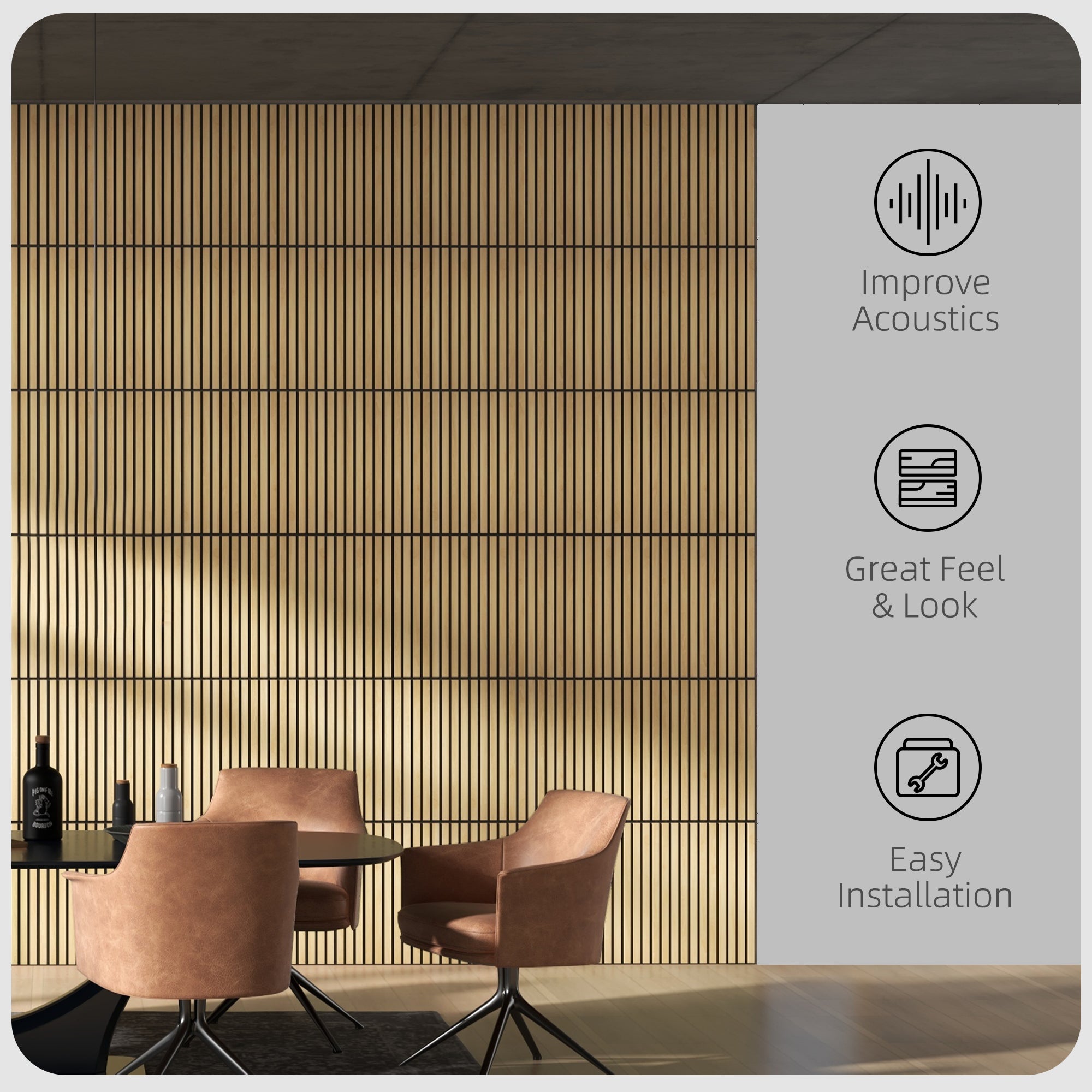 24" x 24" Wood Panels for Wall, 4 Pack Acoustic Panels, Sound Absorbing Slat Wall for Wall Decor, Home, Oak