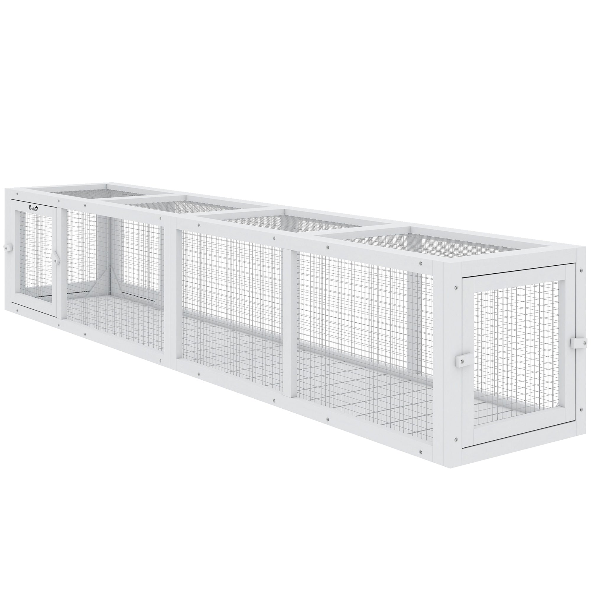 Wooden Cat Run with Weather Protection, Connecting Inside and Outside, 79"L x 15"W x 15"H, White
