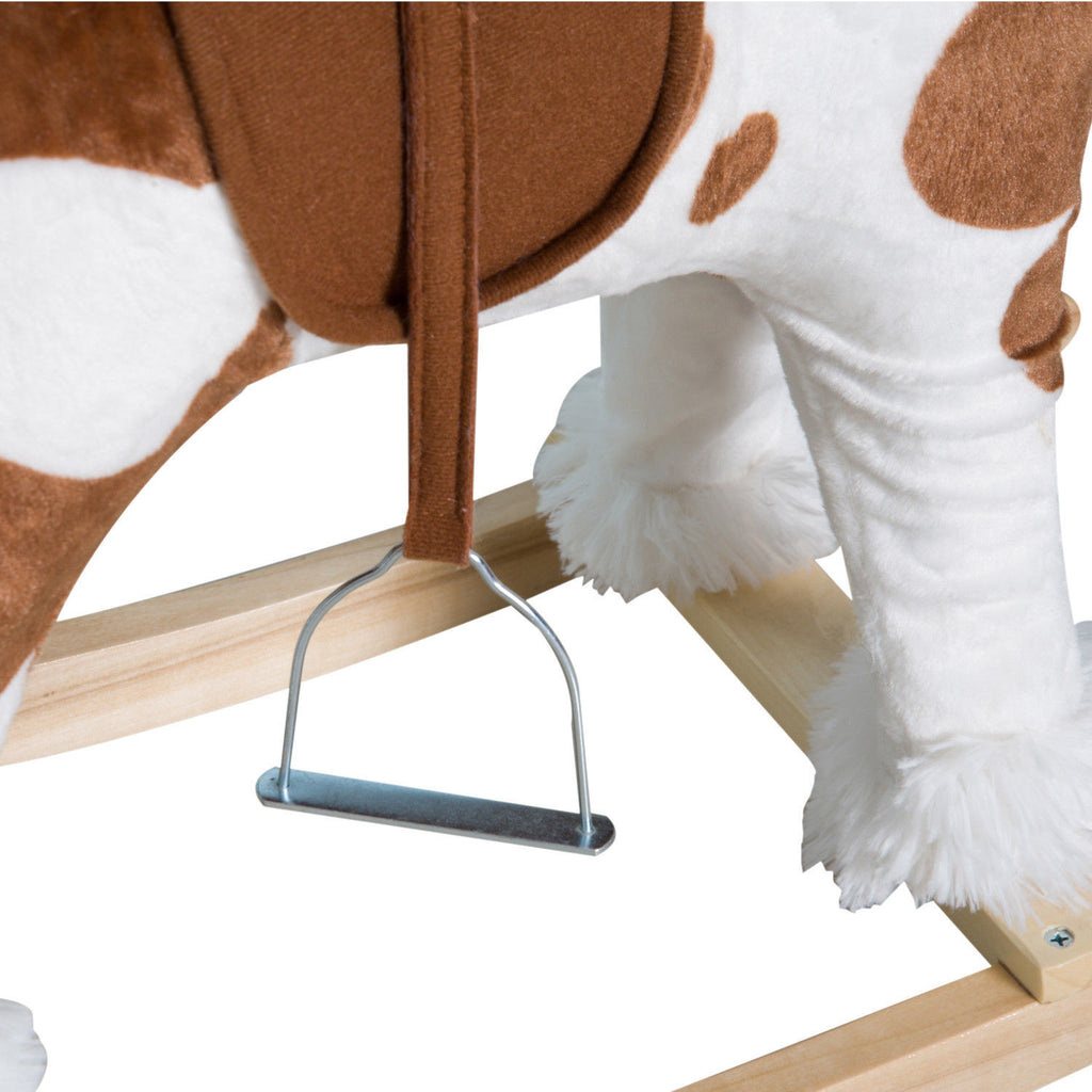 Toddler Rocking Horse, Kids Plush Rocking Chair Toy with Nursery Rhyme Music Brown