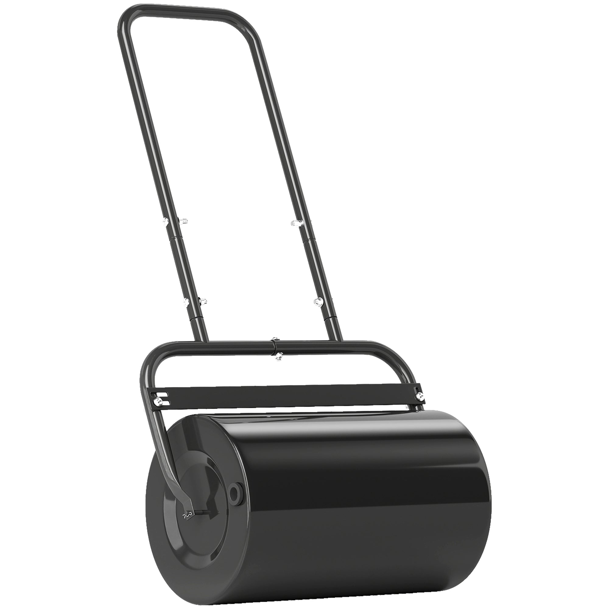 20-Inch Push/Tow Behind Lawn Roller Filled with 10 Gal Water or Sand for Flattening Sod in the Garden, Black