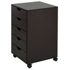 5 Drawer File Cabinet Storage Organizer Filing Cabinet with Nordic Minimalist Modern Style & Wheels, Brown