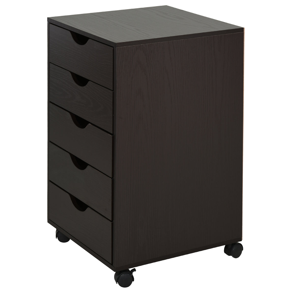 5 Drawer File Cabinet Storage Organizer Filing Cabinet with Nordic Minimalist Modern Style & Wheels, Brown