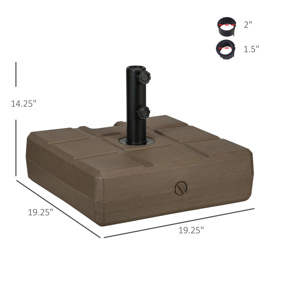 Umbrella Stand for 1.5", or 1.9" Umbrella Poles, Fillable Umbrella Base, Brown