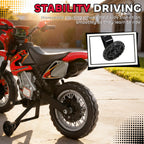 6V Kids Motorcycle, Electric Motorcycle with Dirt Bike Style, Street Bike Design Battery Powered Ride On Toy with Training Wheels, Headlight, Music, Ages 5-8, Red