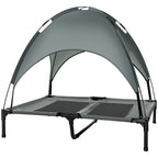 Elevated Dog Bed with Removable Canopy, Outdoor Dog Cot with UV Protection Canopy Shade, 36 inch Large Pet Bed for Camping, Gray