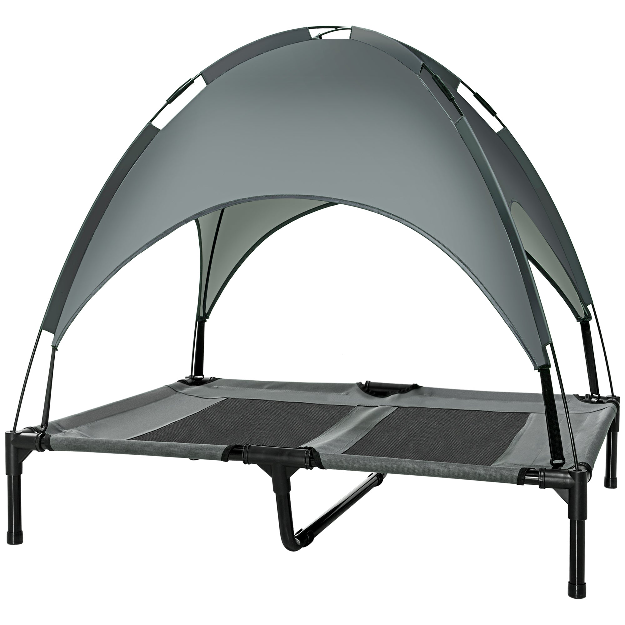 Elevated Dog Bed with Removable Canopy, Outdoor Dog Cot with UV Protection Canopy Shade, 36 inch Large Pet Bed for Camping, Gray