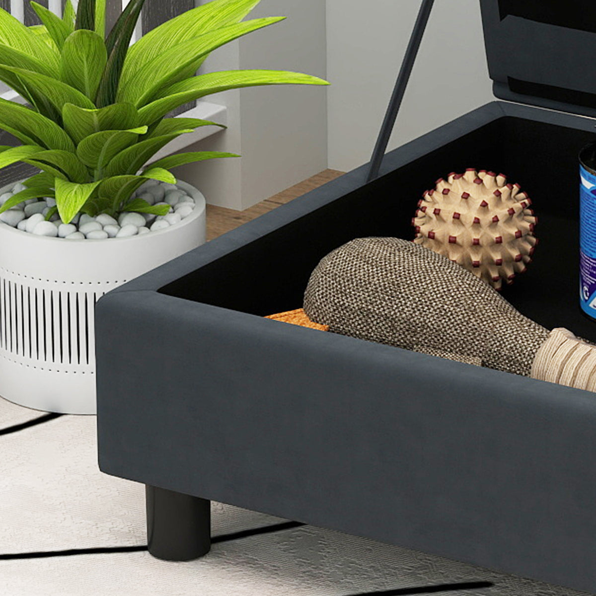 Pet Sofa Bed Couch with Storage, Pet Sofa for Cats and Small Dogs, Dark Gray