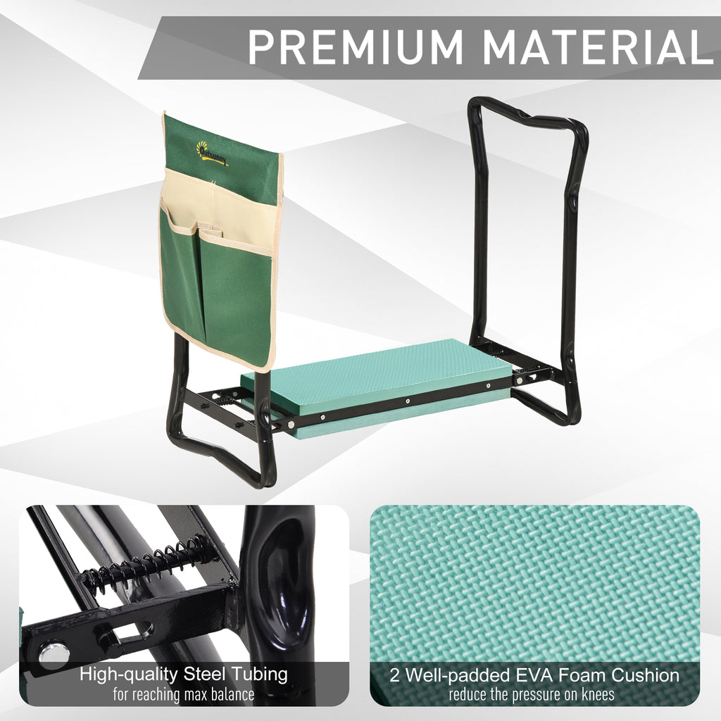 Garden Kneeler Seat Stool Bench Kneeling Pad and 1 Large Side Tool Pouch & Easy Folding Design for Transport & Storage