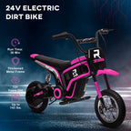 24V 350W Electric Dirt Bike Up to 15 MPH w/ Twist Grip Throttle, Pink