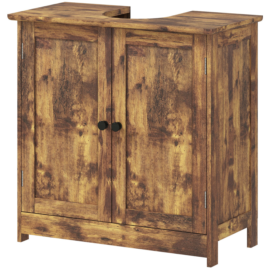 Bathroom Vanity Cabinet, Under Sink Bathroom Cabinet with 2 Doors and Adjustable Shelf, Rustic Brown