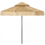 8.5 FT Hula Thatched Tiki Patio Umbrella, 2-Tier Tropical Hawaiian Style Outdoor Umbrella with 8 Ribs, UPF30+, Khaki