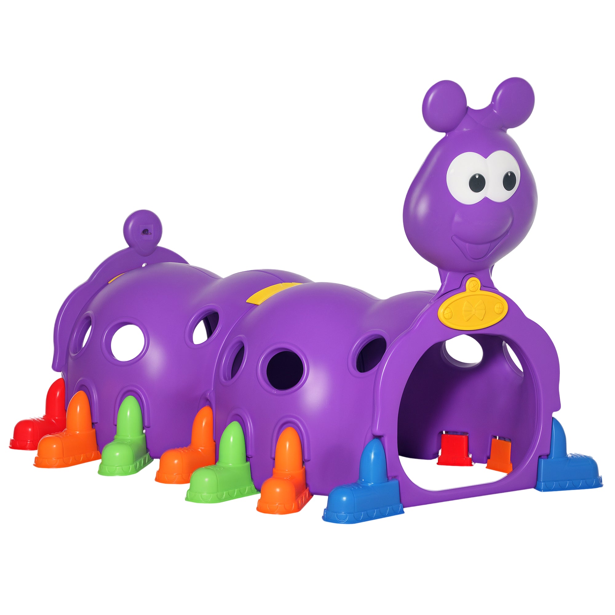 Caterpillar Play Tunnel, Toddler Tunnel for Kids Crawl and Climb Through, Kids' Play Structure Indoor Outdoor, 2 Sections, Purple