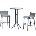 3 Piece Bar Height Outdoor Bistro Set for 2, Charcoal Gray