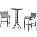 3 Piece Bar Height Outdoor Bistro Set for 2, Charcoal Gray