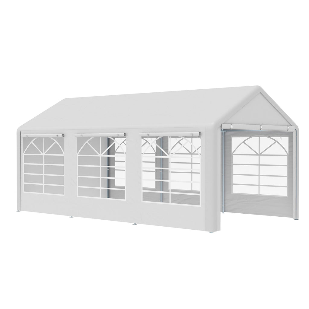 10' x 20' Heavy Duty Party Tent & Carport with Removable Sidewalls and Double Doors, Large Canopy Tent, Sun Shade Shelter, for Parties, Wedding, Outdoor Events, BBQ, White