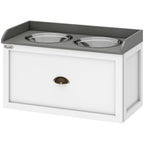 Pet Feeding Station Pet Dish Bowl Set with Storage, 2 Elevated Dog Bowls for Large Sized Dogs, White