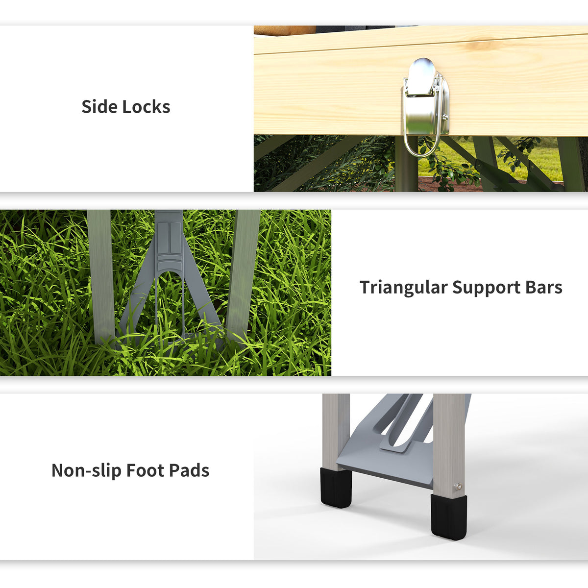 Aluminum Frame Folding Picnic Table, Portable Camping Table and Chairs Set with Umbrella Hole