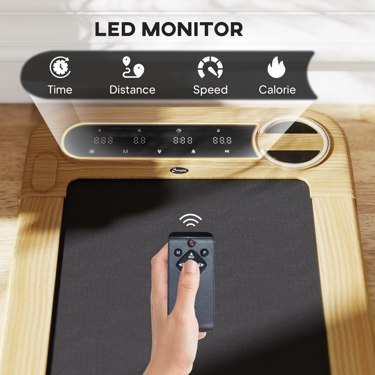 Walking Pad, Under Desk Treadmill with 17" x 43" Wide Belt, Remote Control, Bluetooth Speaker, Wheels and LED Display