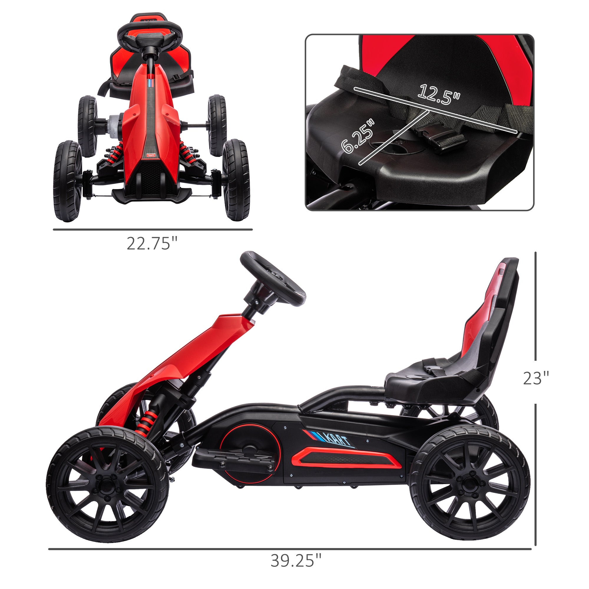 12V Electric Go Kart for Kids, Ride On Toy with EVA Tires, 2 Speeds, Adjustable Seat, Safety Belt for 3-8 Years, Red
