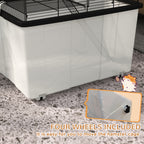 22" 2-Tier Hamster Cage with Extra-Deep 14" Base, Small Animal Cage with Ramp, Water Bottle, Food Dish, Wheels, Black