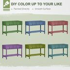 Wooden Raised Garden Bed, Elevated Planter Box Stand with 8 Slots and Open Shelf, Dark Gray