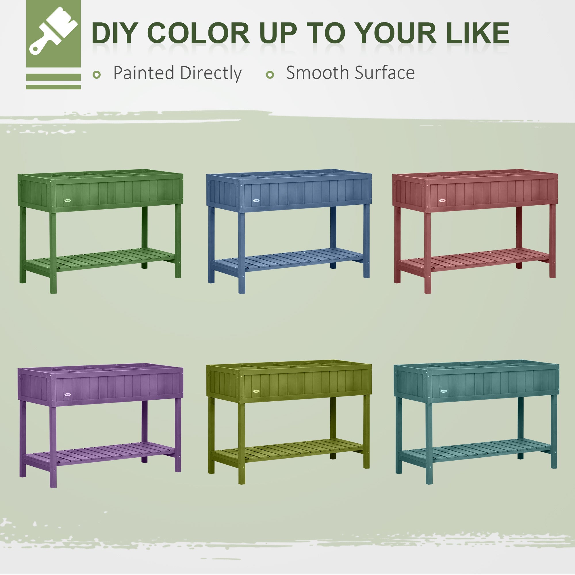 Wooden Raised Garden Bed, Elevated Planter Box Stand with 8 Slots and Open Shelf, Dark Gray