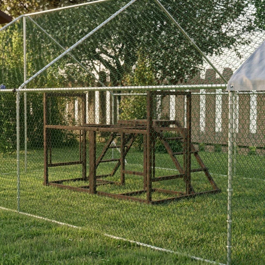 Chicken Activity Play Set with Multiple Chicken Perches, Swing, Ladder, Platform for 3-4 Chickens, Coffee
