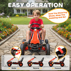 Kids Go Kart, Pedal Car with Adjustable Seat, EVA Wheels, Brake, for Boys & Girls Aged 3-8 Years Old, Red