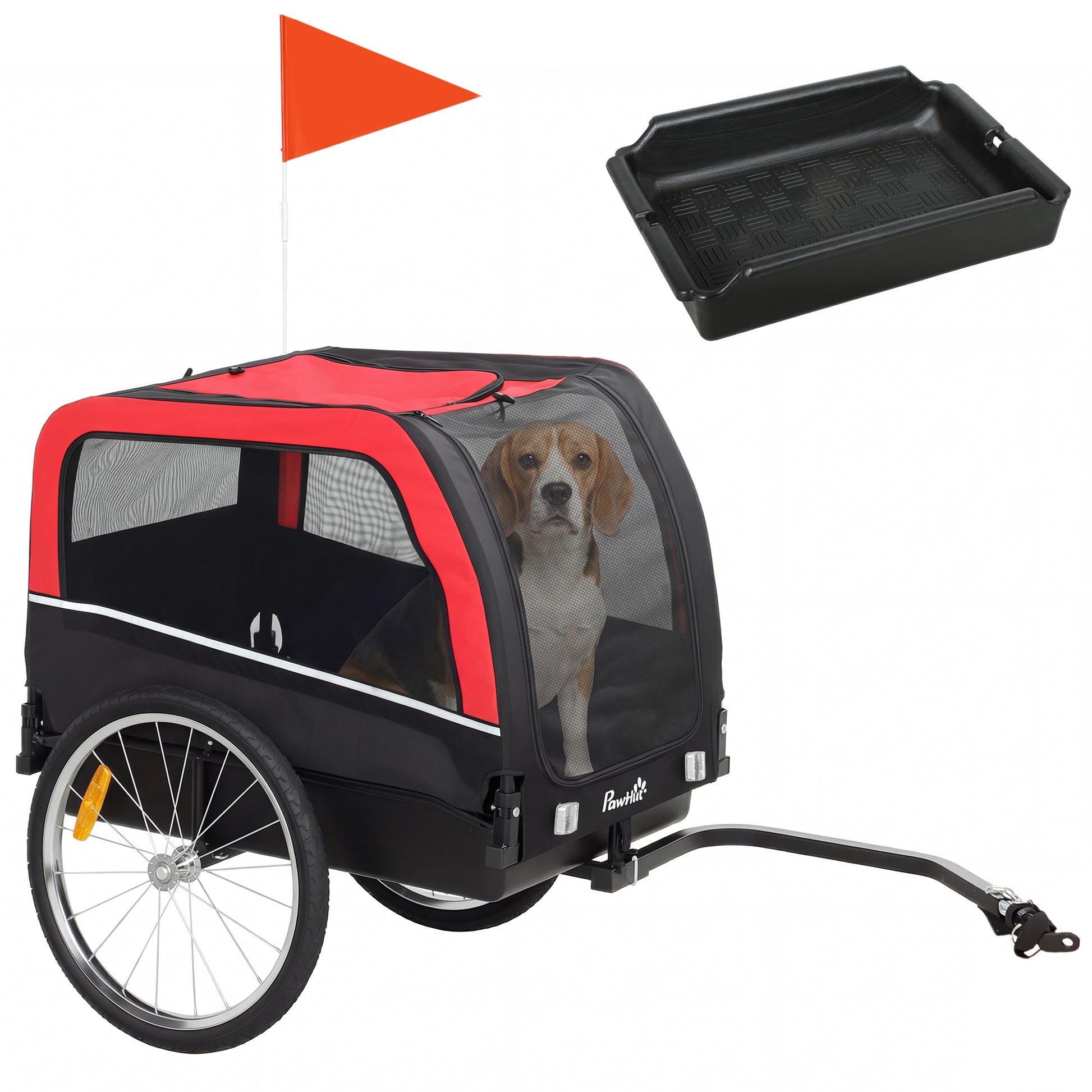 Dog Bike Trailer, Pet Cart Bicycle Carrier with 20" Air Tires, Quick-Release Wheels, Reflectors, Flag