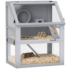3 Tier Wooden Hamster Cage w/ Detachable Bottom, Hut, Seesaw, Exercise Wheel, Ramps, 24" x 16" x 29.5"