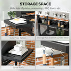 4 Burner Propane Gas Grill with Side Burner, 40,000 BTU Outdoor Barbeque with Shelves, Thermometer, Bottle Opener, Black
