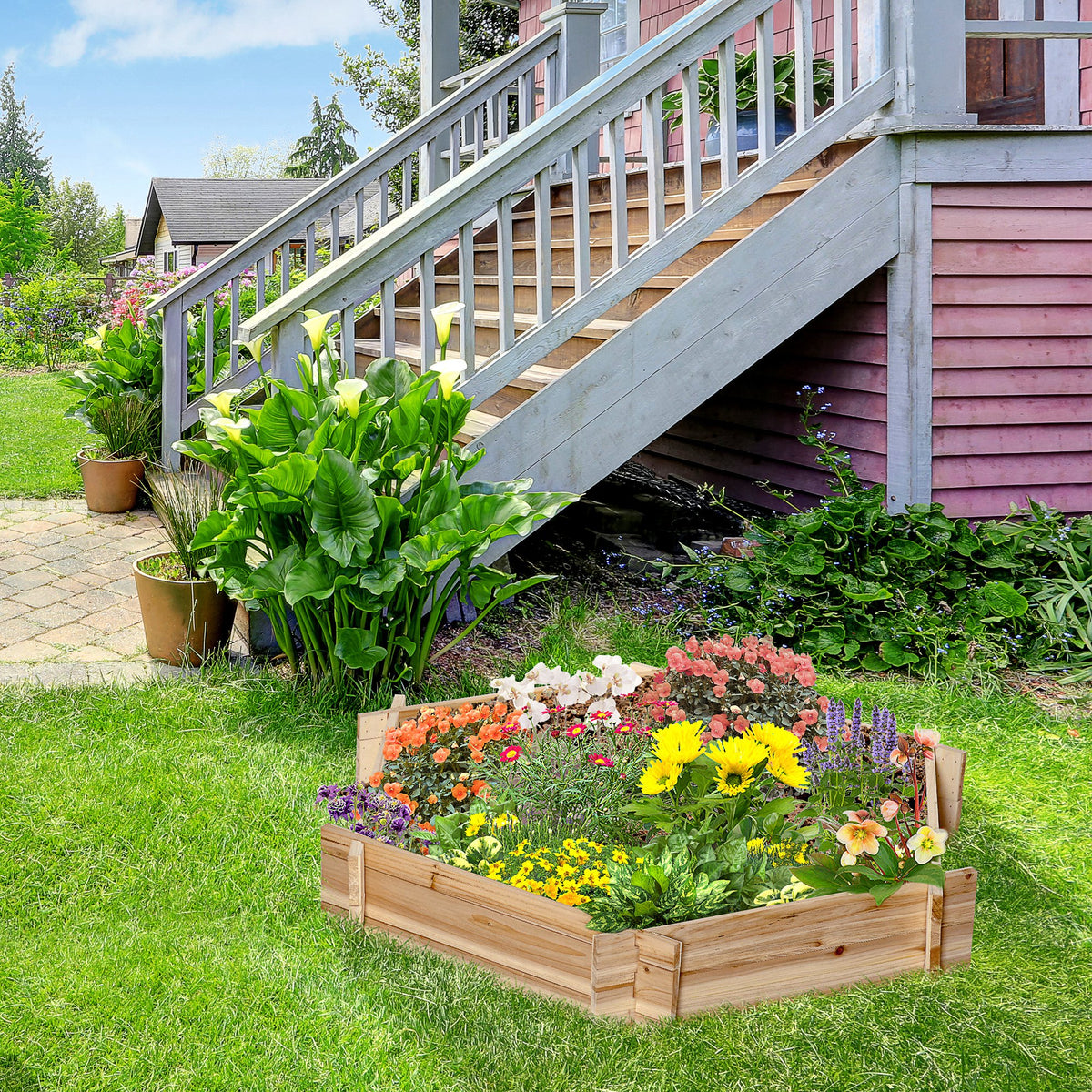 39'' x 36'' Screwless Raised Garden Bed, Hexagon Planter Box DIY Herb Garden